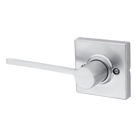 Kwikset Left Hand Ladera Lever with Square Rose Half Dummy Satin Chrome Finish 488LRLSQTLH-26D